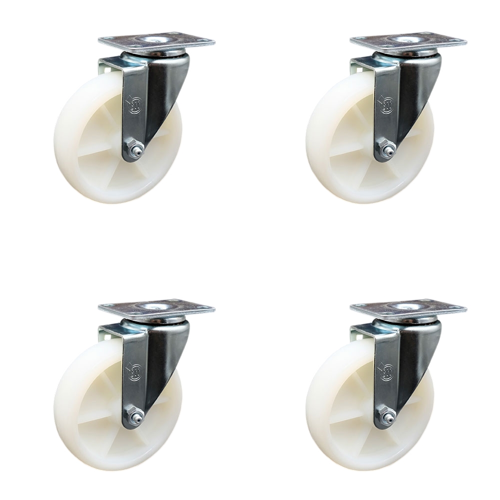 Swivel Caster - Nylon - 5 in. Wheel - Set of 4 - 1200 lbs Capacity