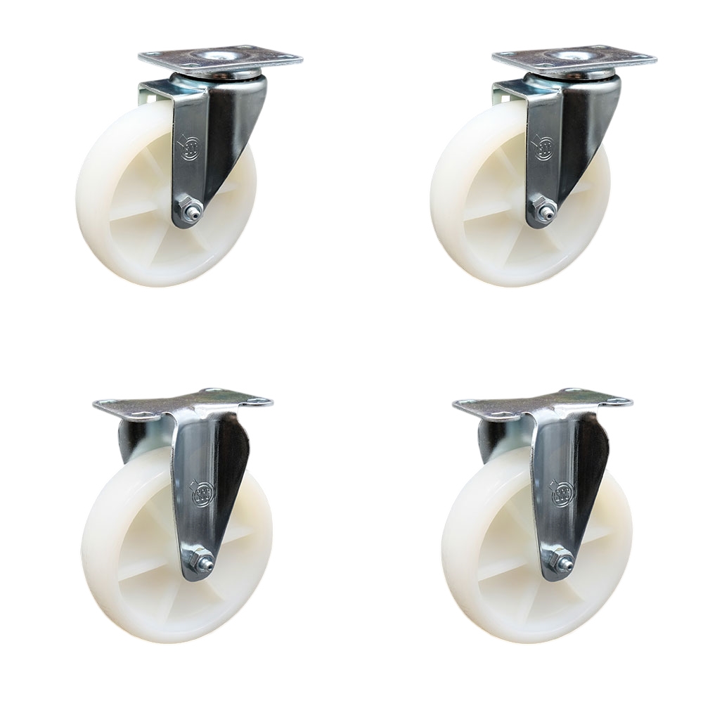 Swivel Caster Set - 5in. Nylon Wheels - 4 Pack - 1200 lbs Capacity