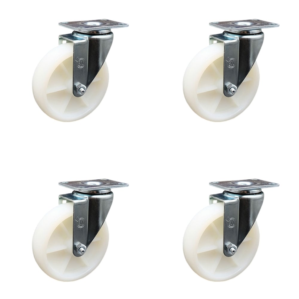 Swivel Caster - Nylon - 5 in. Wheel - Set of 4 - 1200 lbs Capacity