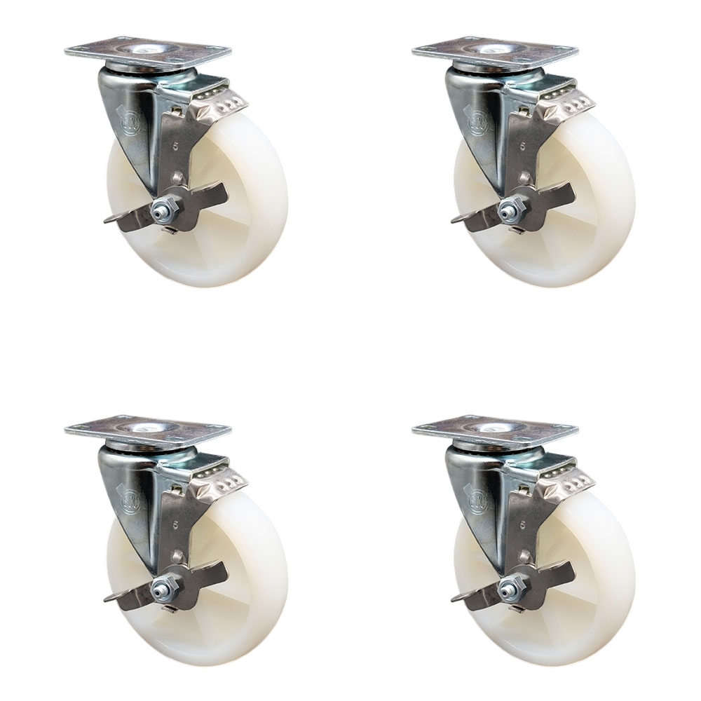 Swivel Casters - Nylon Wheels - Set of 4 - 1200 lbs Capacity
