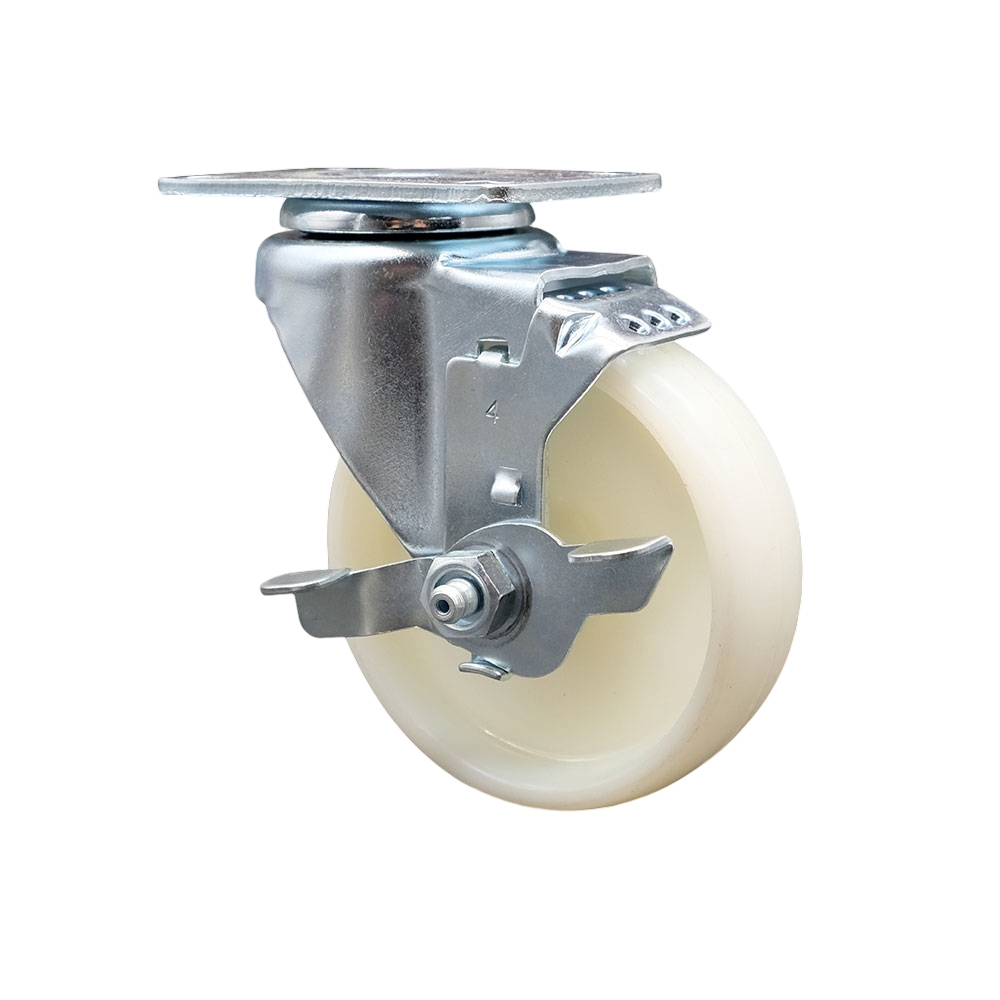 Swivel Caster - Nylon - 4 in. Wheel - Top Lock Brake - 300 lbs Capacity