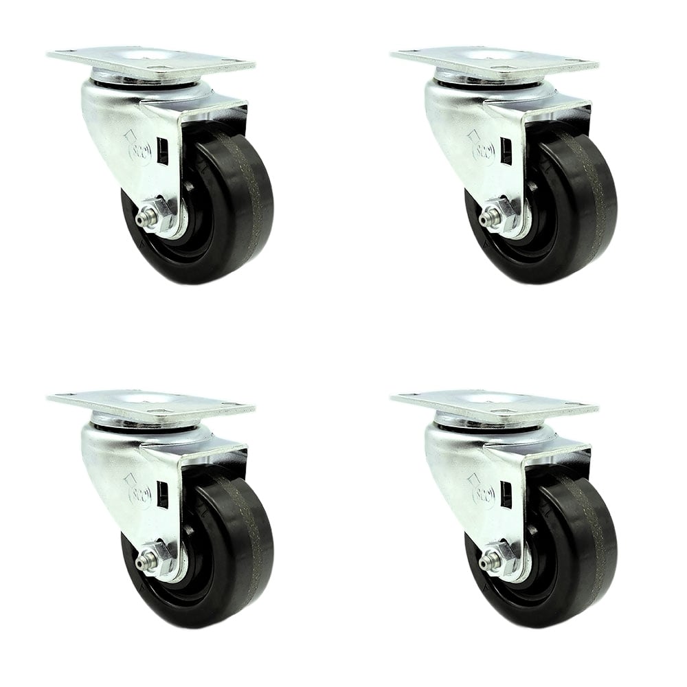 SCC-20S314-PHS-TP2-4 Swivel Caster with 3 in. Phenolic Wheel 3.13 x 4.13 in. Overall Top Plate - Set of 4