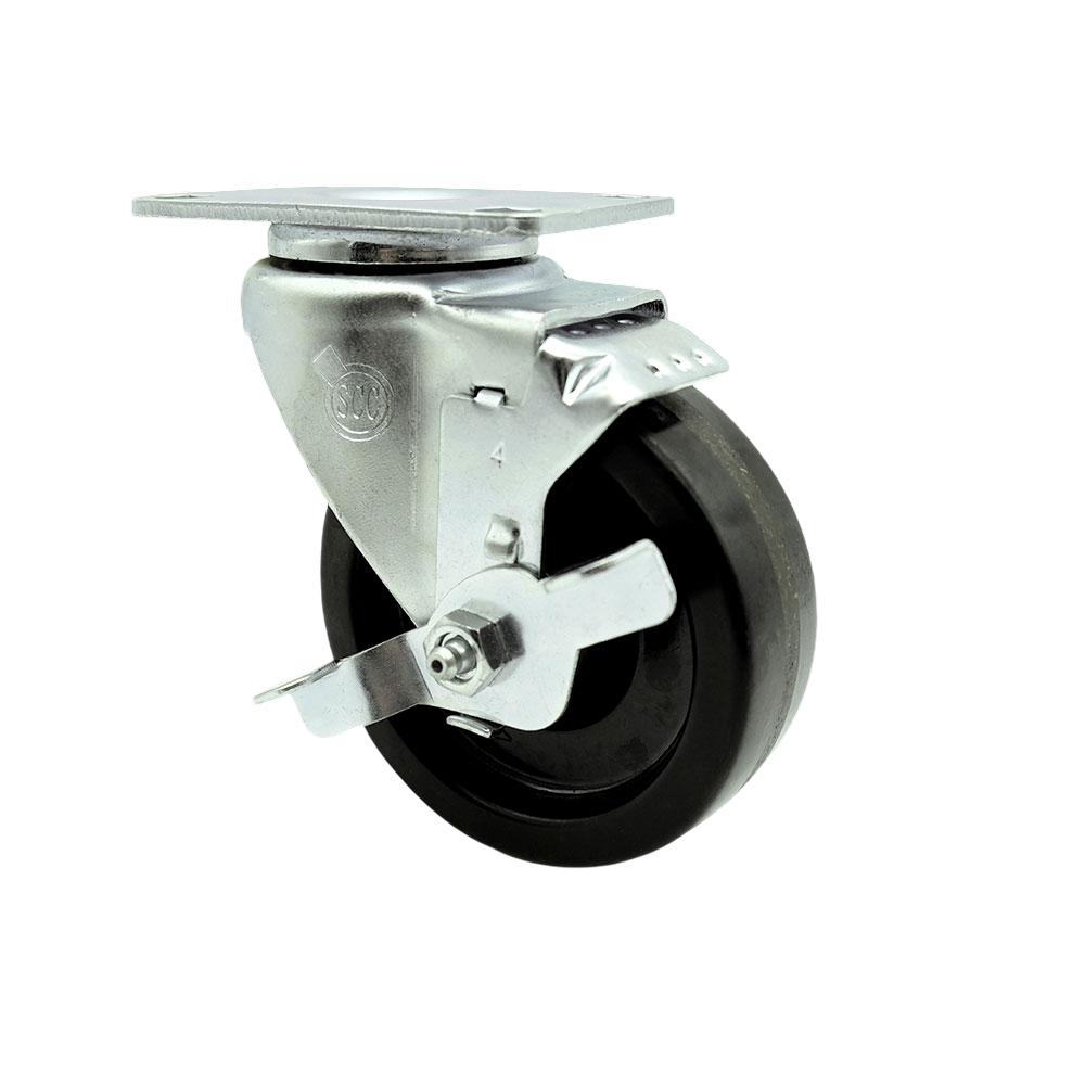 Swivel Caster - Black - 4 in. Wheel - Top Lock Brake