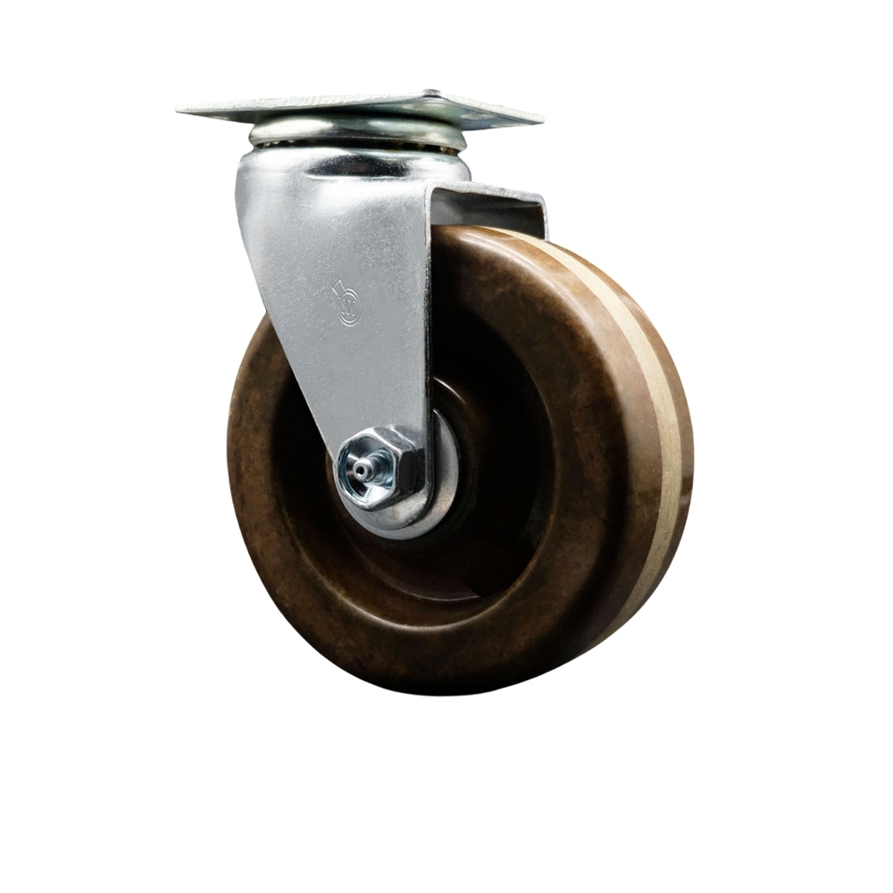 SCC-20S520-PHBZHT Swivel Top Plate Caster, Black 5 in. by 2 in. High Temperature Phenolic Wheel Bronze Bearing