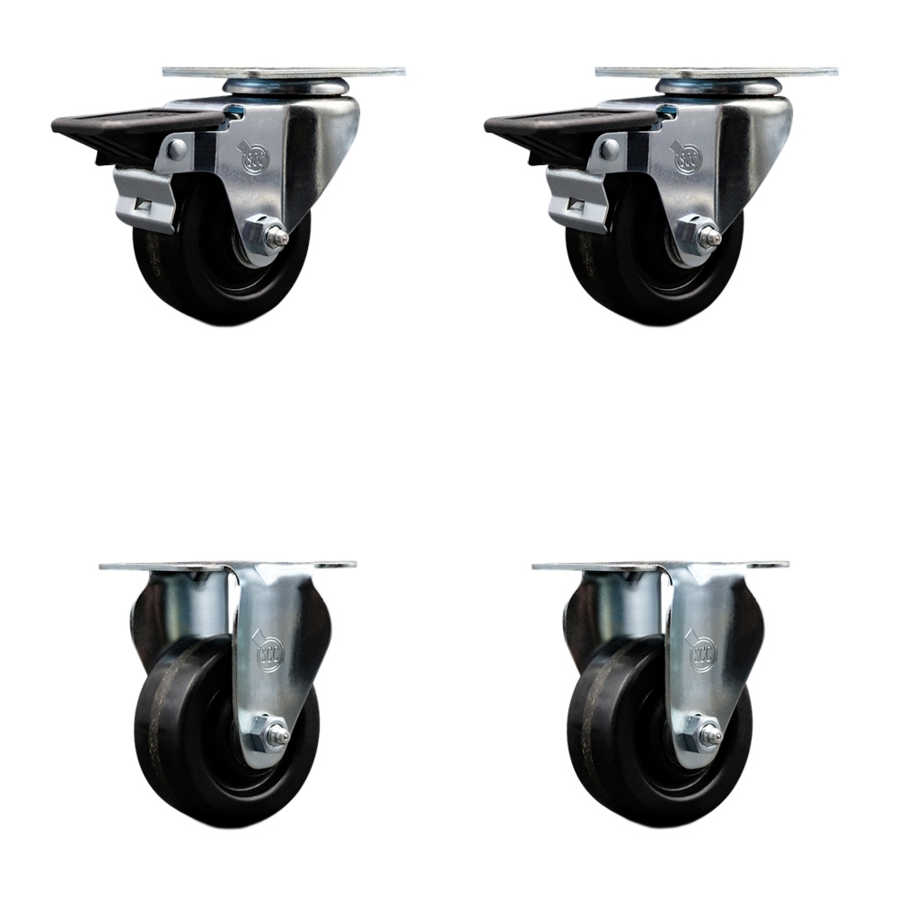 SCC-20S314-PHS-PLB-2-R-2 Phenolic Swivel Top Plate Caster with 3 in. Black Wheels - Set of 4