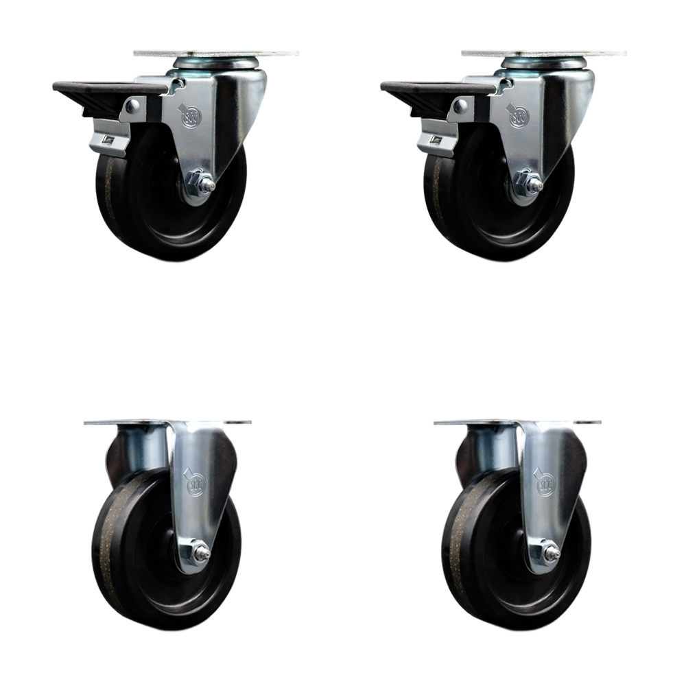 SCC-20S414-PHS-PLB-2-R-2 Phenolic Swivel Top Plate Caster with 4 in. Black Wheels - Set of 4