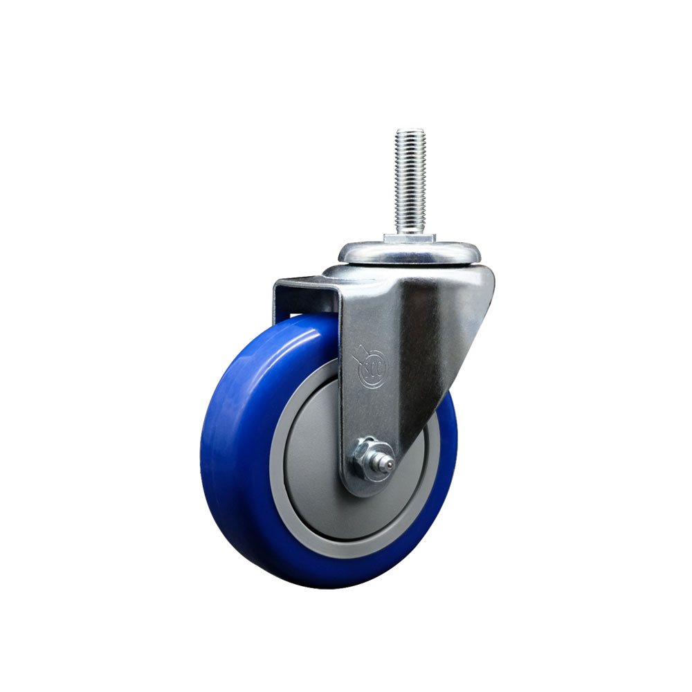SCC-TS20S414-PPUB-BLUE-58212 Polyurethane Swivel Threaded Stem Caster with 4 x 1.25 in. Blue Wheel & 0.63 in. Stem