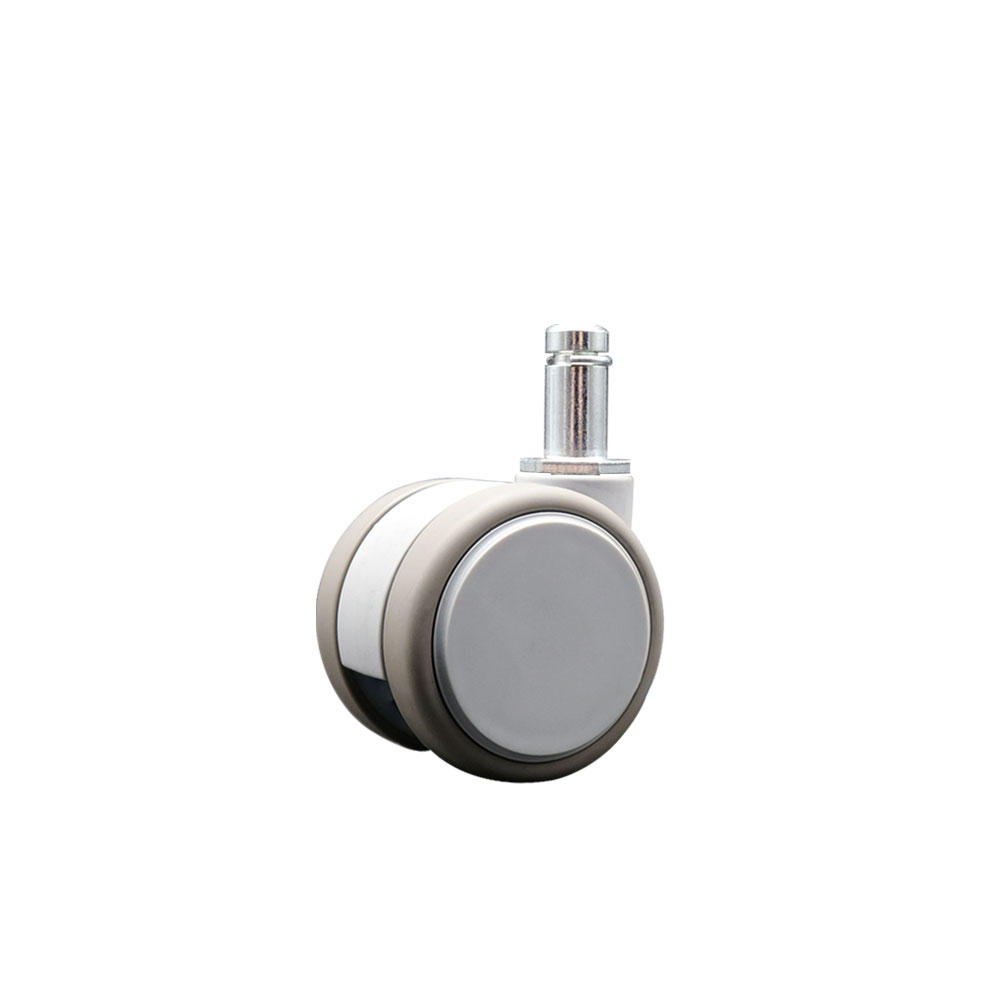 2 in. MRI Safe Swivel Caster Quiet Non-Marking Gray Thermoplastic Rubber Twin Wheels 0.43 in. by 0.875 in. Grip Ring Stem