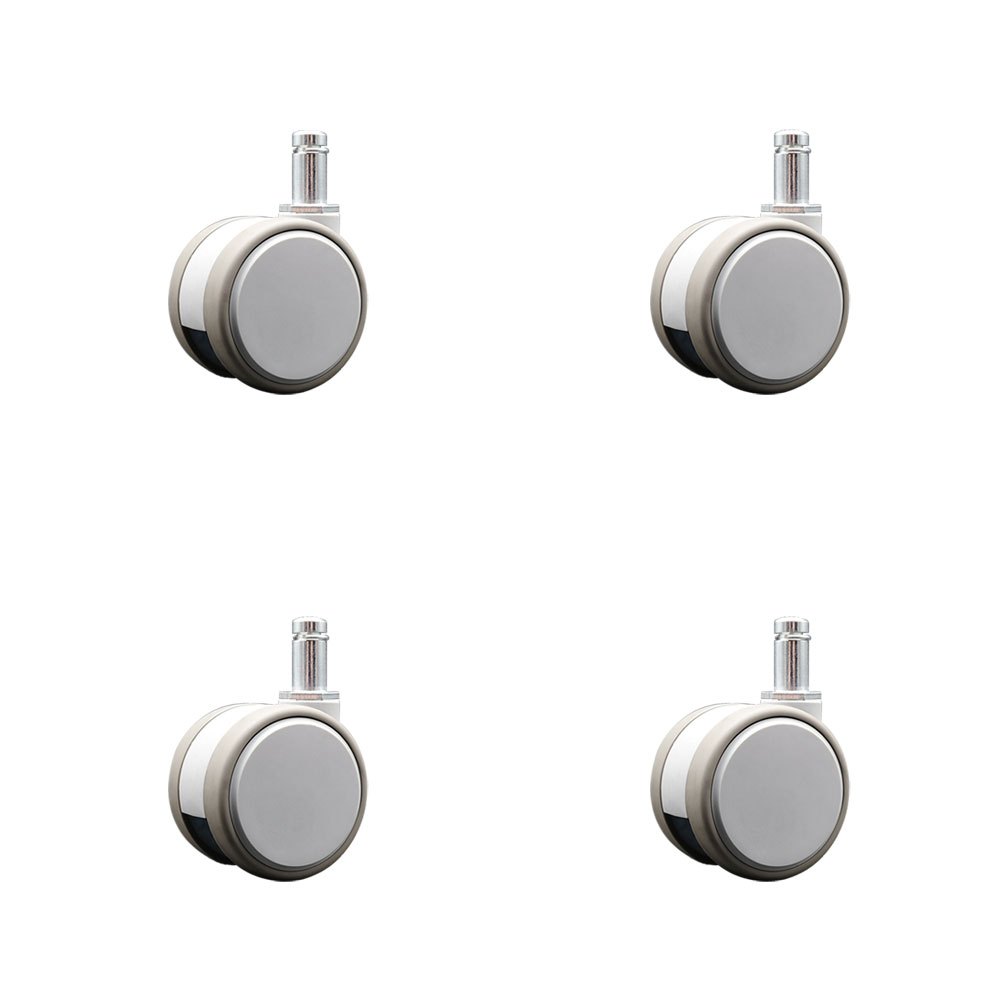 2.375 in. MRI Safe Swivel Casters Quiet Non-Marking Gray Thermoplastic Rubber Twin Wheels 0.43 in. by 0.875 in. Grip Ring Stems - Set of 4