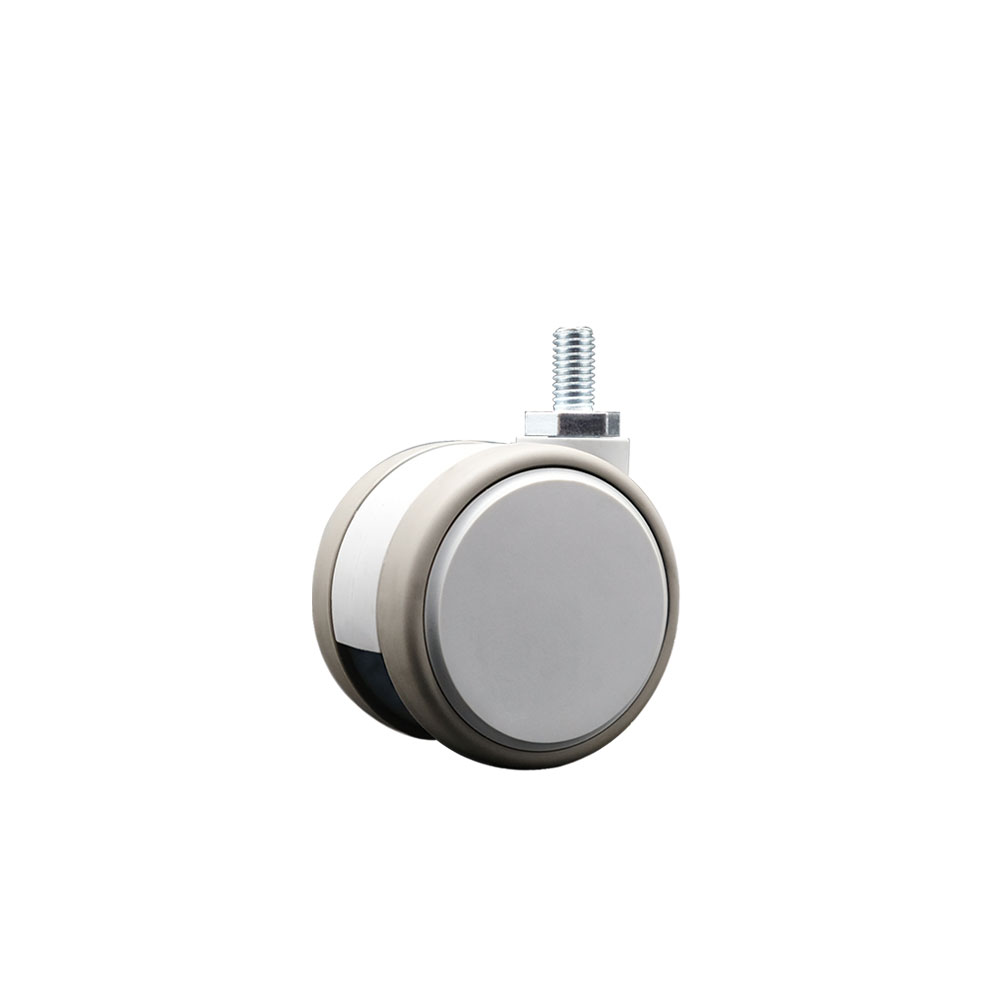 2.375 in. MRI Safe Swivel Caster Quiet Non-Marking Gray Thermoplastic Rubber Twin Wheels 0.38 in. 16 TPI x 0.75 in. Threaded Stem
