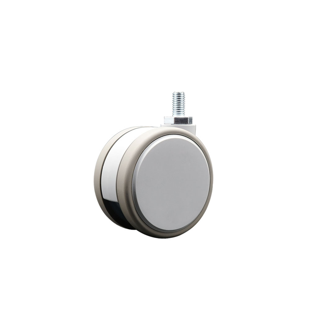 3 in. MRI Safe Swivel Caster Quiet Non-Marking Gray Thermoplastic Rubber Twin Wheels 0.38 in. 16 TPI x 0.75 in. Threaded Stem