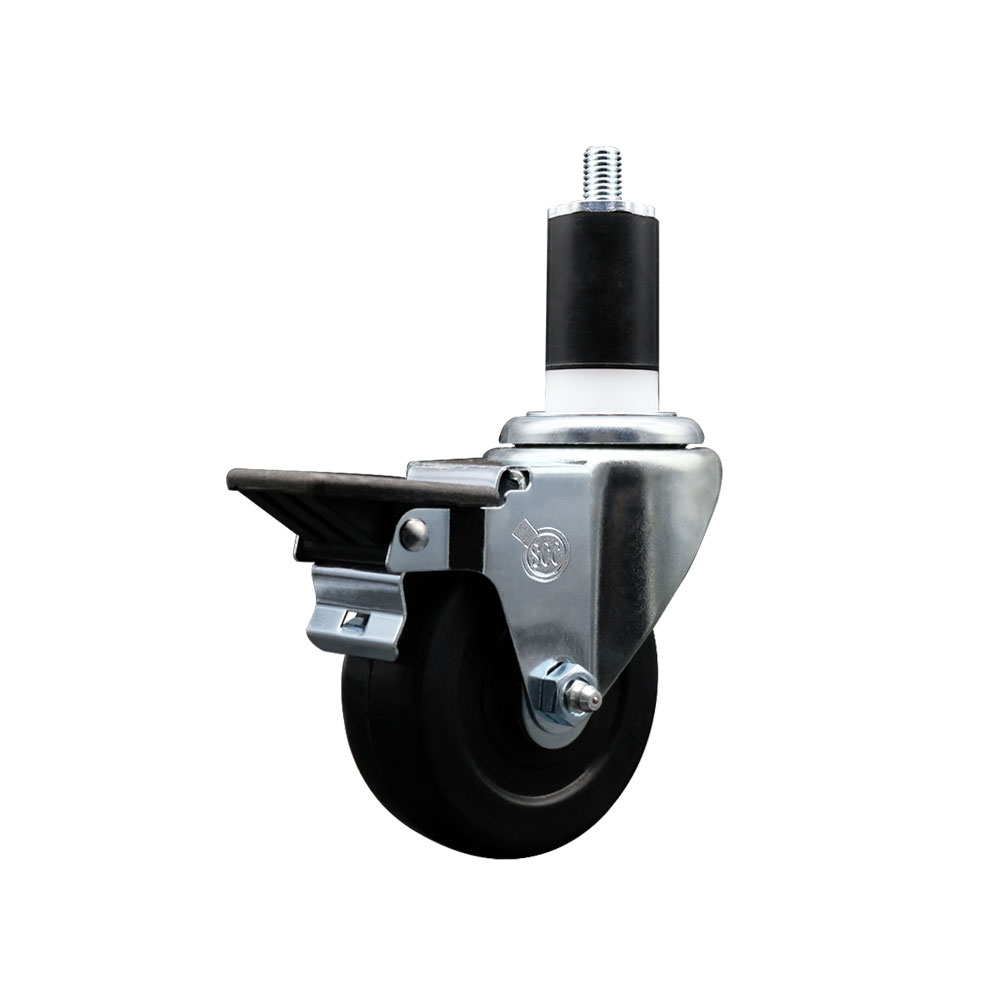 SCC-EX20S3514-HRS-PLB-112 Hard Rubber Swivel Expanding Stem Caster with 3.5 x 1.25 in. Black Wheel & 1.5 in. Stem & Posi Locking Brake