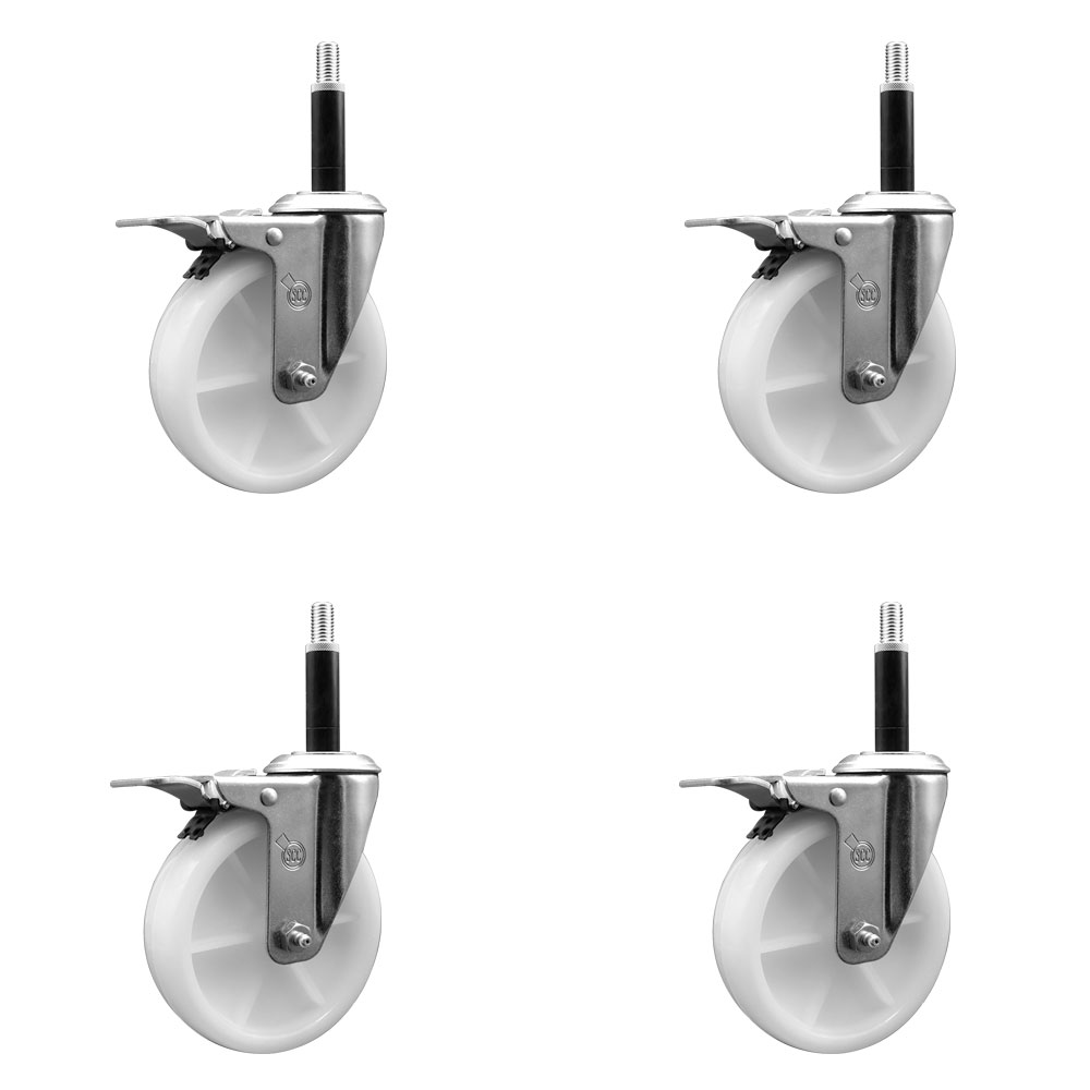 SCC-EXTTL20S514-NYS-34-4 Nylon Swivel Expanding Stem Caster with 5 in. White Wheels & 0.75 in. Stems - Set of 4