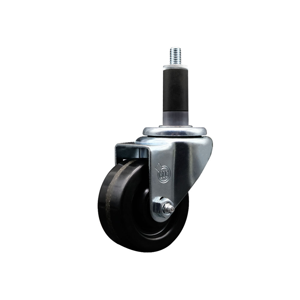 SCC-EX20S314-PHR-118 Phenolic Swivel Expanding Stem Caster with Roller Bearing 3 x 1.25 in. Black Wheel & 1.13 in. Stem