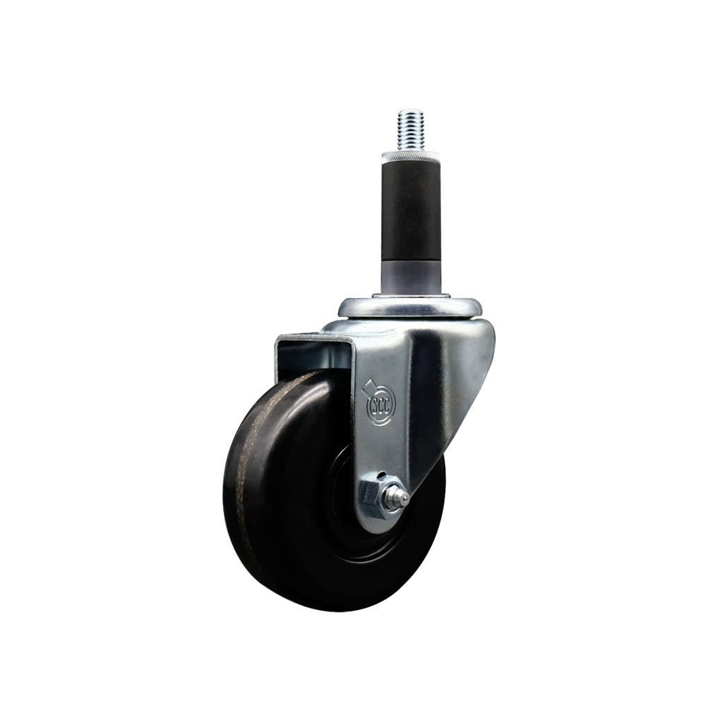 SCC-EX20S3514-PHR-118 Phenolic Swivel Expanding Stem Caster with Roller Bearing 3.5 x 1.25 in. Black Wheel & 1.13 in. Stem