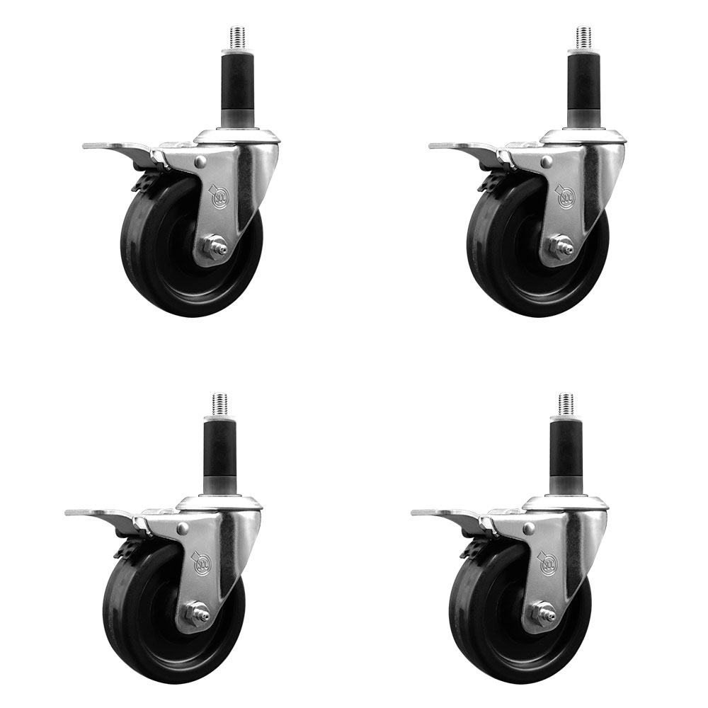 SCC-EXTTL20S414-PHR-118-4 Phenolic Swivel Expanding Stem Caster with Roller Bearings 4 x 1.25 in. Black Wheels & 1.13 in. Stems - Set of 4