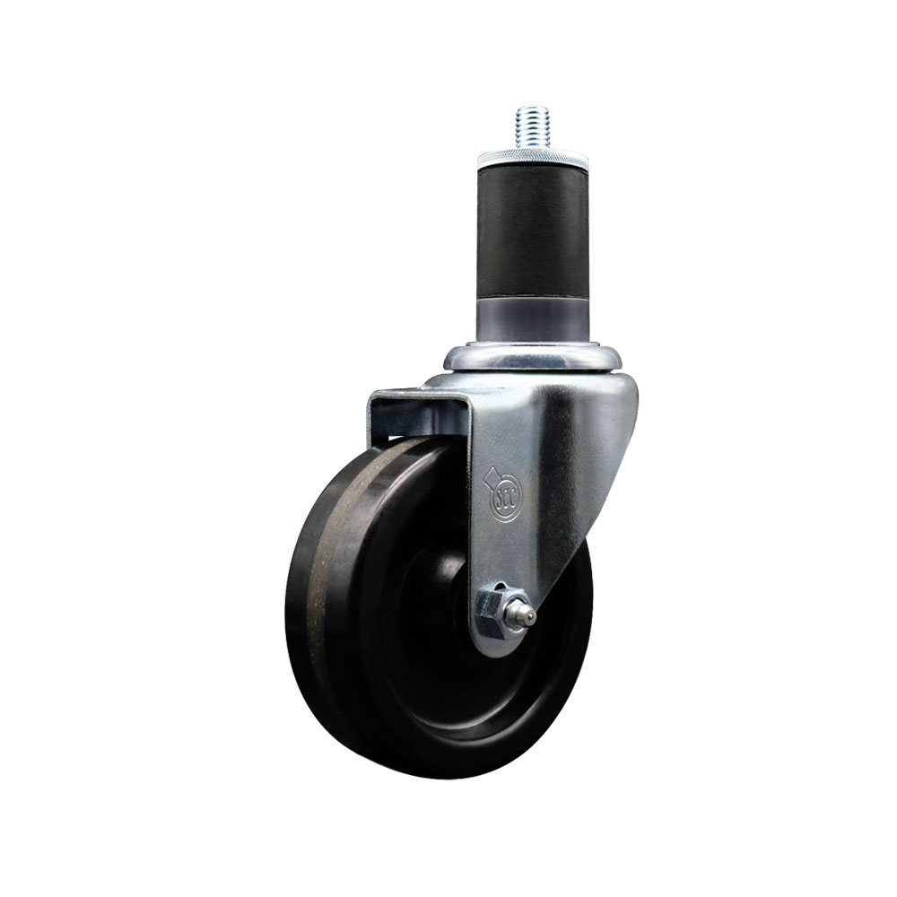 SCC-EX20S414-PHR-158 Phenolic Swivel Expanding Stem Caster with Roller Bearing 4 x 1.25 in. Black Wheel & 1.63 in. Stem