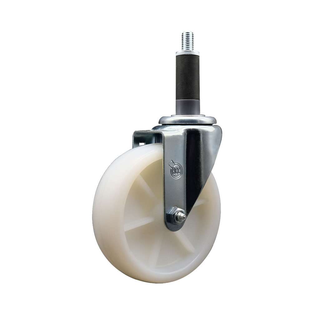 SCC-EX20S514-NYS-1 Nylon Expanding Stem Swivel Caster with 5 in. White Wheel & 1 in. Stem