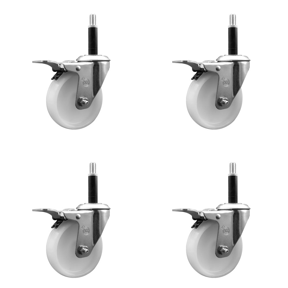 SCC-EXTTL20S414-NYS-34-4 Nylon Swivel Expanding Stem Caster with 4 in. White Wheel & 0.75 in. Stems - Set of 4
