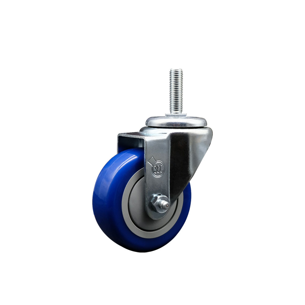 SCC-TS20S3514-PPUB-BLUE-34212 Polyurethane Swivel Threaded Stem Caster with 3.5 x 1.25 in. Blue Wheel & 0.75 in. Stem