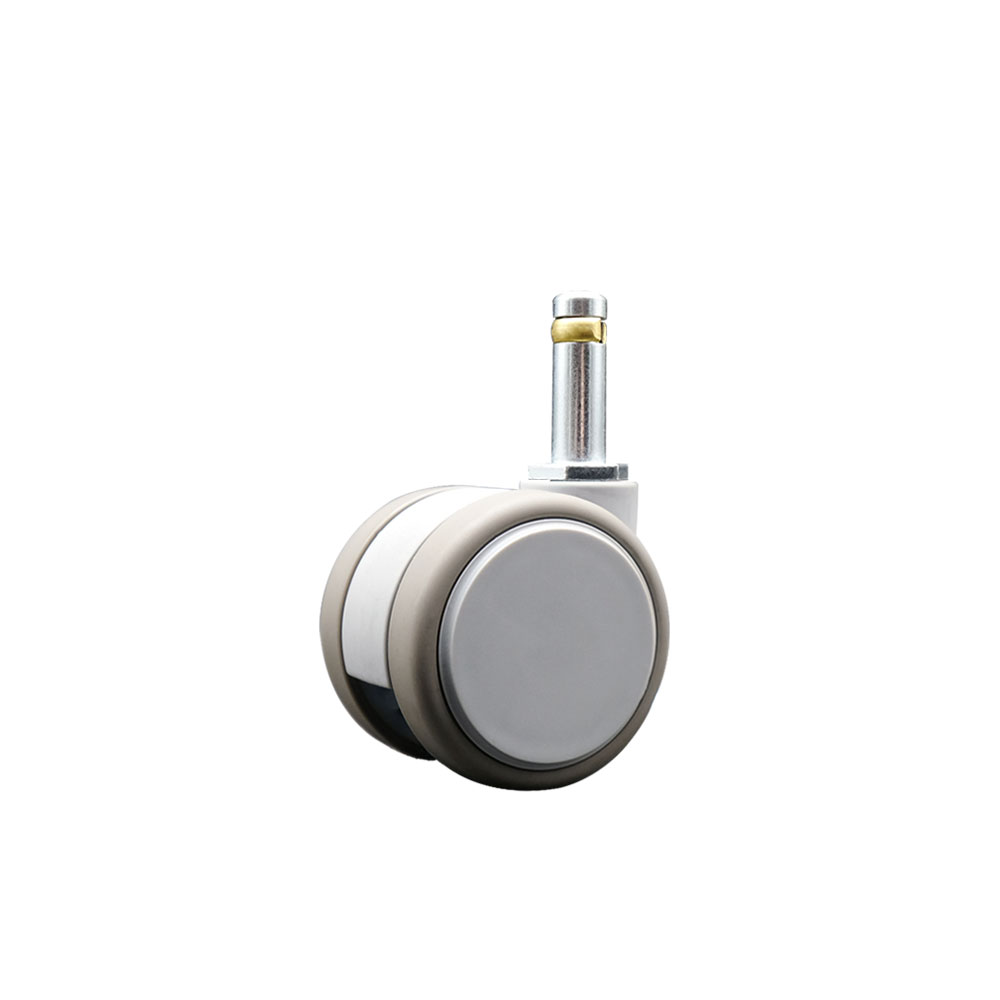 2 in. MRI Safe Swivel Caster Quiet Non-Marking Gray Thermoplastic Rubber Twin Wheels 0.43 in. by 1.38 in. Grip Ring Stem