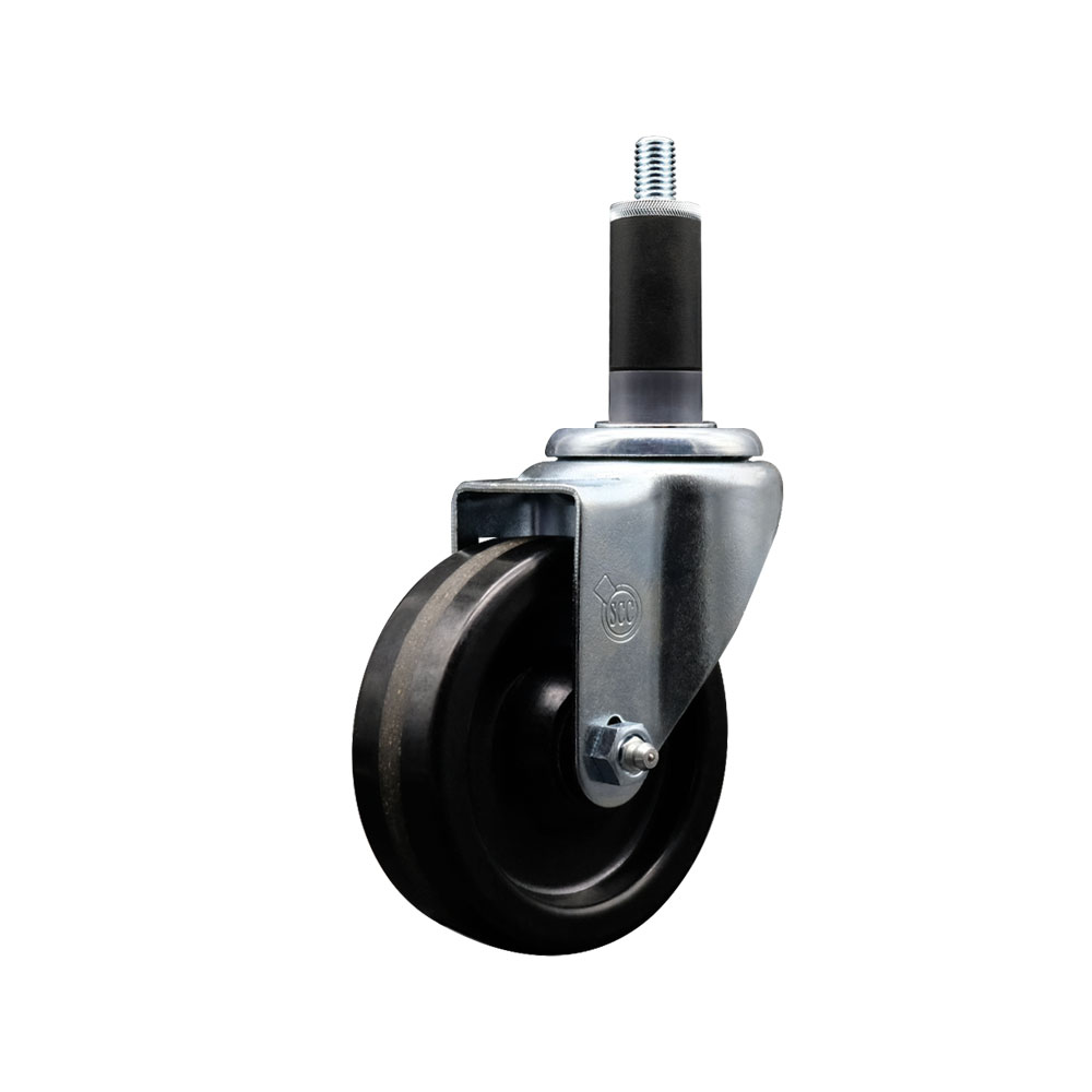 SCC-EX20S414-PHR-118 Phenolic Swivel Expanding Stem Caster with Roller Bearing 4 x 1.25 in. Black Wheel & 1.13 in. Stem