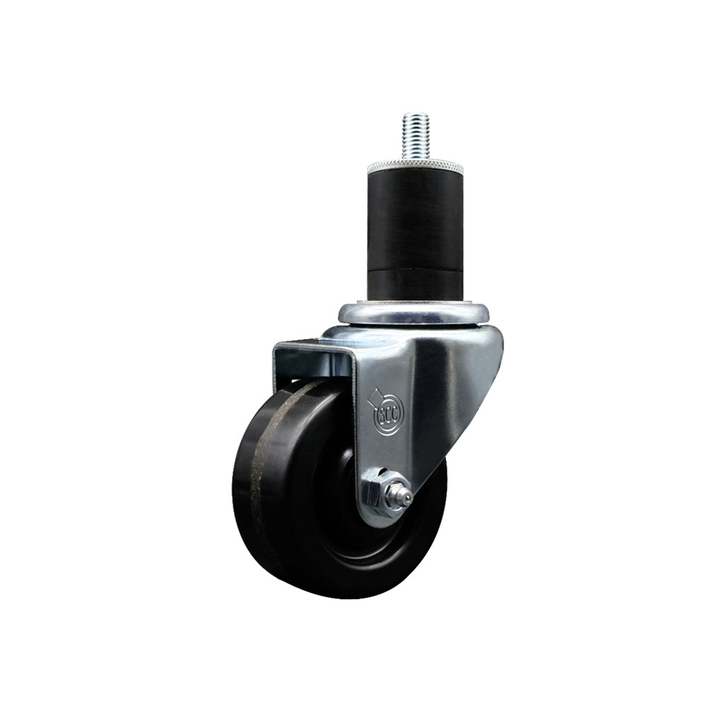SCC-EX20S314-PHR-134 Phenolic Swivel Expanding Stem Caster with Roller Bearing 3 x 1.25 in. Black Wheel & 1.75 in. Stem