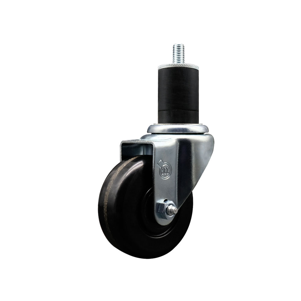 SCC-EX20S3514-PHR-134 Phenolic Swivel Expanding Stem Caster with Roller Bearing 3.5 x 1.25 in. Black Wheel & 1.75 in. Stem