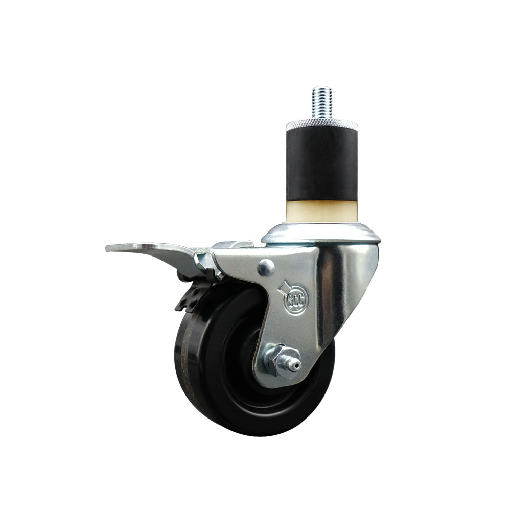 Phenolic Swivel Caster - Black - 3 x 1.25 in. - Total Locking Brake
