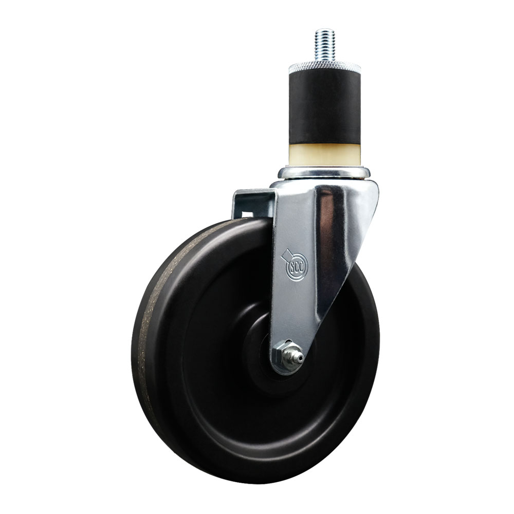 SCC-EX20S615-PHR-178 Phenolic Swivel Expanding Stem Caster with Roller Bearing 6 x 1.5 in. Black Wheel & 1.87 in. Stem
