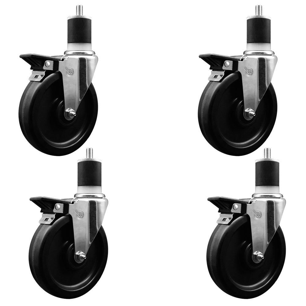 SCC-EX20S615-PHR-PLB-178-4 Phenolic Swivel Expanding Stem Caster with Roller Bearings 6 x 1.5 in. Black Wheels & 1.87 in. Stems - Set of 4