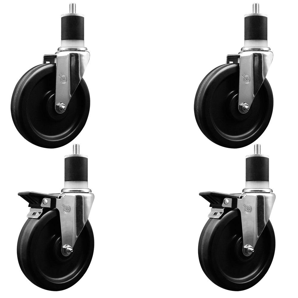 SCC-EX20S615-PHR-2-PLB-2-178 Phenolic Swivel Expanding Stem Caster with Roller Bearings 6 x 1.5 in. Black Wheels & 1.87 in. Stems - Set of 4