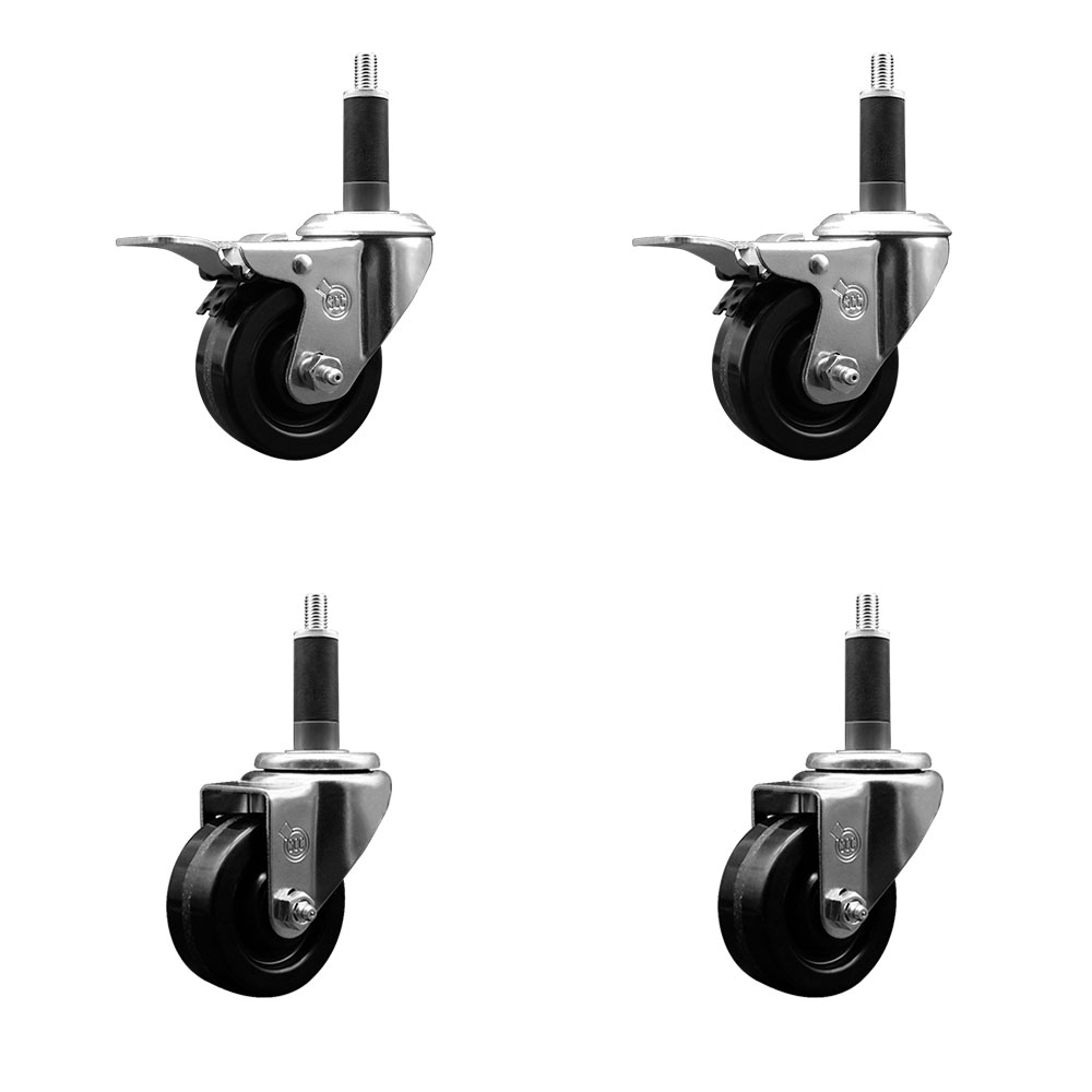 SCC-EXTTL20S314-PHR-2-S-2-1 Phenolic Swivel Expanding Stem Caster with Roller Bearings 3 x 1.25 in. Black Wheels & 1 in. Stems - Set of 4