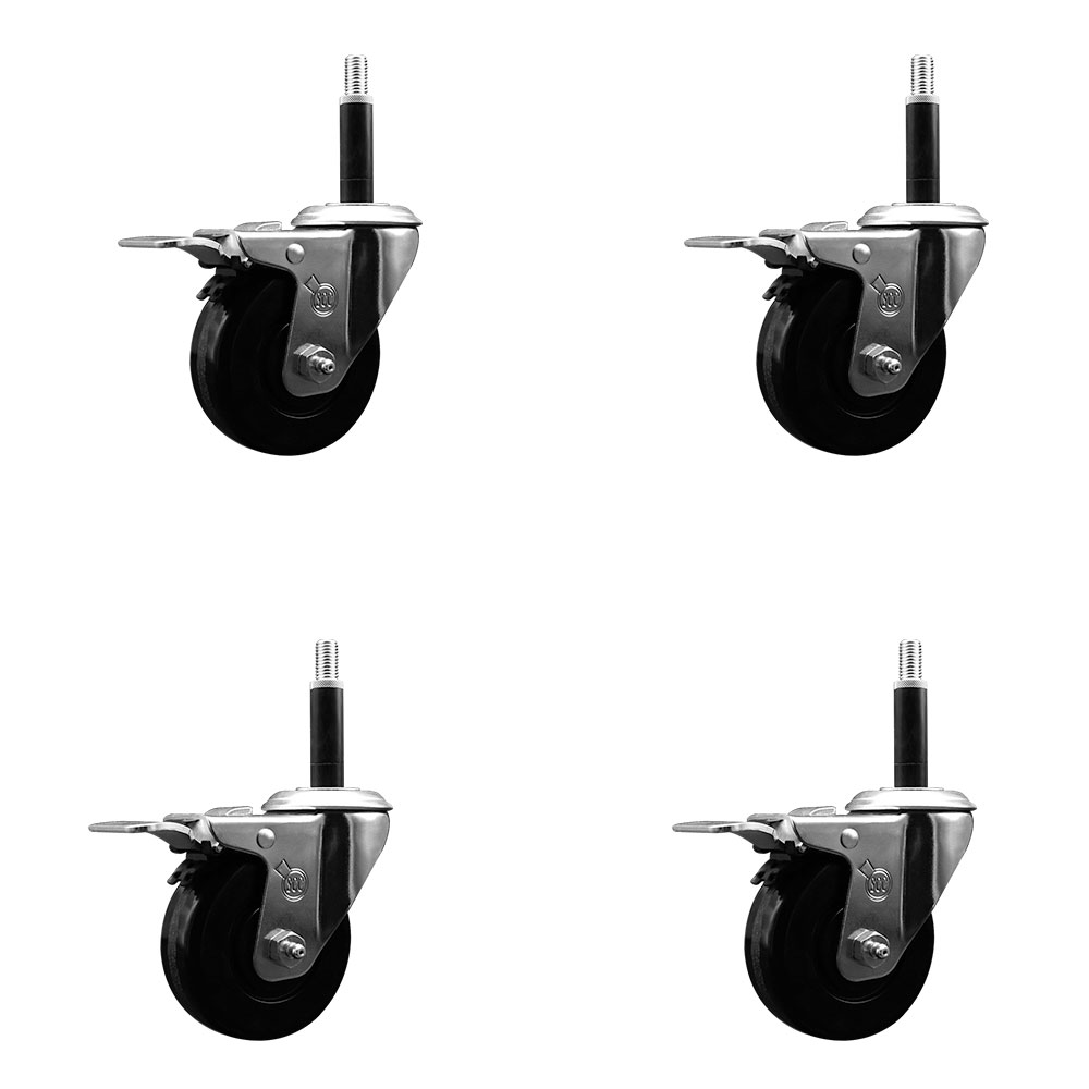 SCC-EXTTL20S3514-PHR-34-4 Phenolic Swivel Expanding Stem Caster with Roller Bearings 3.5 x 1.25 in. Black Wheels & 0.75 in. Stems - Set of 4