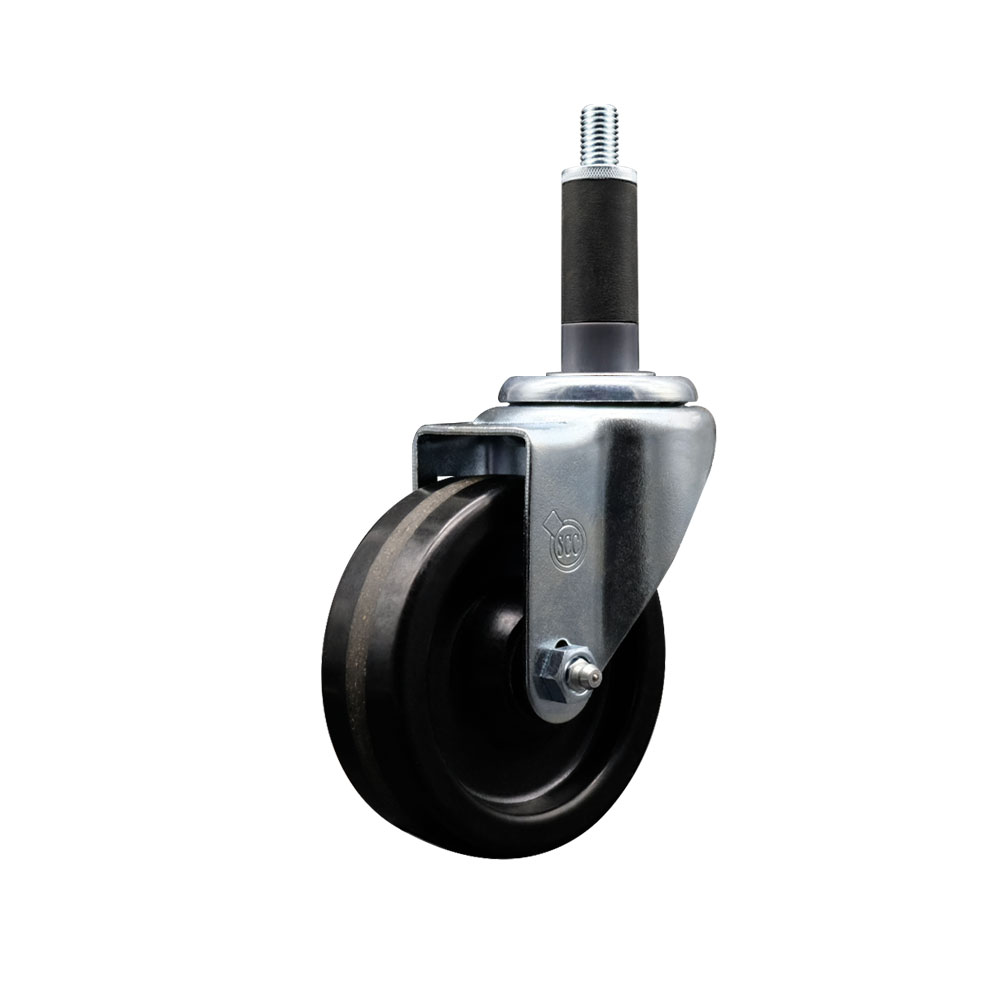 SCC-EX20S414-PHR-1 Phenolic Swivel Expanding Stem Caster with Roller Bearing 4 x 1.25 in. Black Wheel & 1 in. Stem