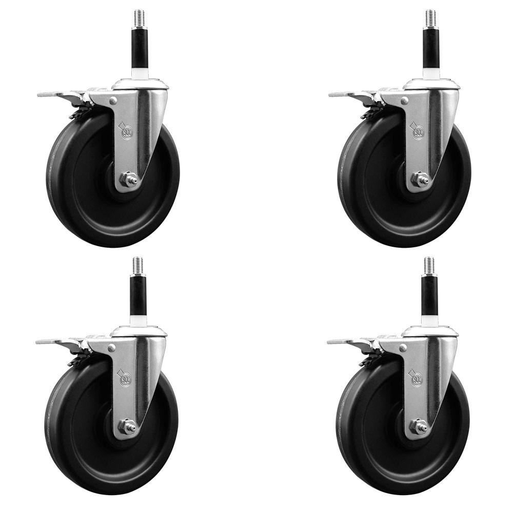 SCC-EXTTL20S615-PHR-78-4 Phenolic Swivel Expanding Stem Caster with Roller Bearings 6 x 1.5 in. Black Wheels & 0.87 in. Stems - Set of 4