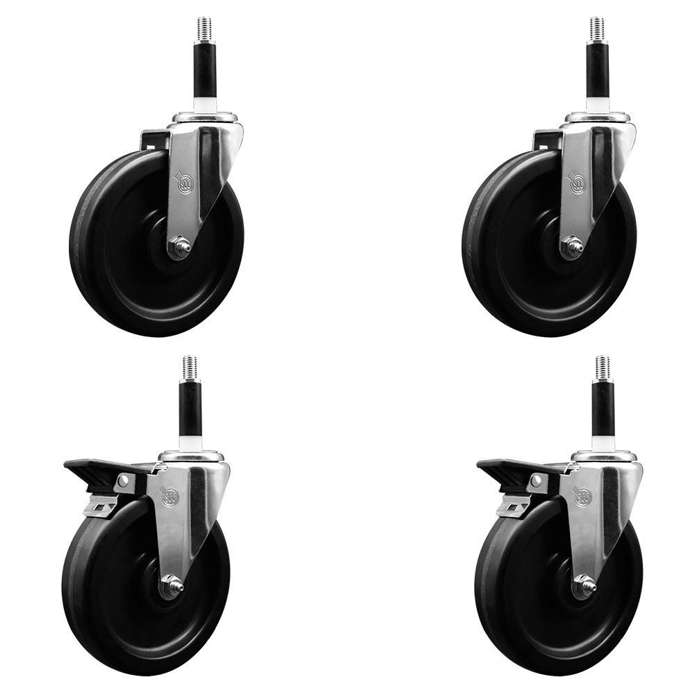 SCC-EX20S615-PHR-2-PLB-2-78 Phenolic Swivel Expanding Stem Caster with Roller Bearings 6 x 1.5 in. Black Wheels & 0.87 in. Stems - Set of 4