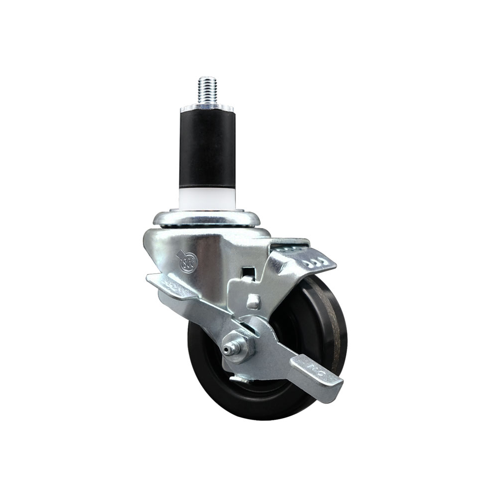 Phenolic Swivel Caster - Black - 3 in. Wheel - Top Locking Brake