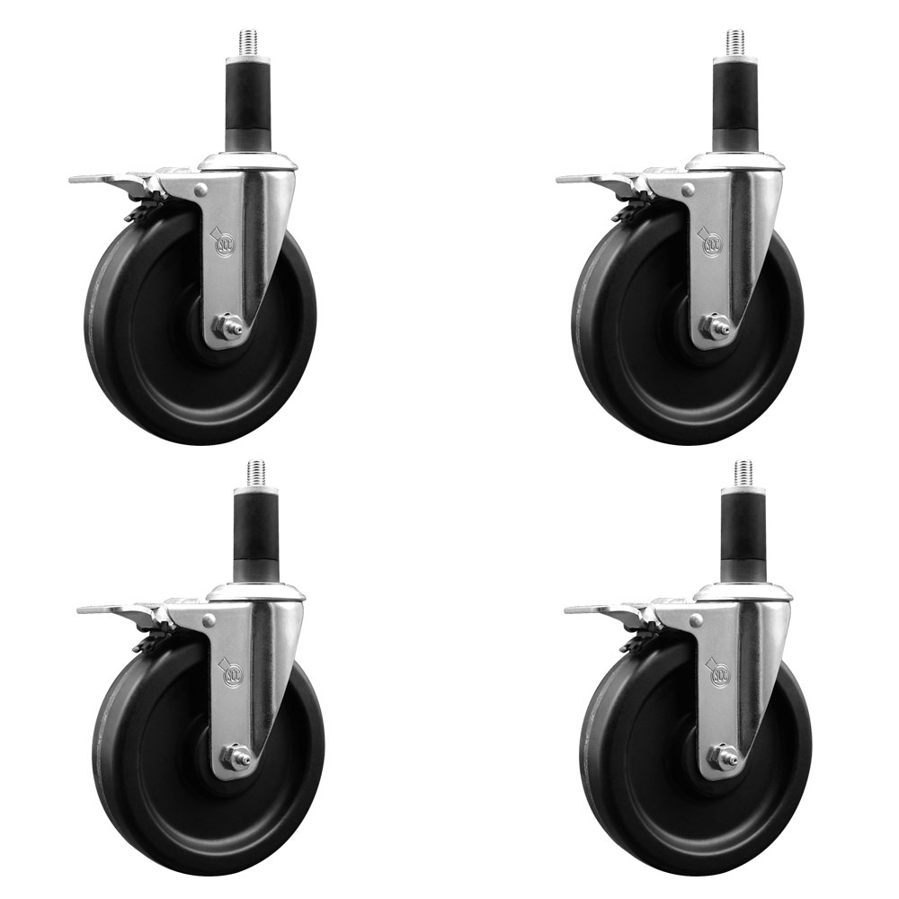 SCC-EXTTL20S615-PHR-114-4 Phenolic Swivel Expanding Stem Caster with Roller Bearings 6 x 1.5 in. Black Wheels & 1.25 in. Stems - Set of 4