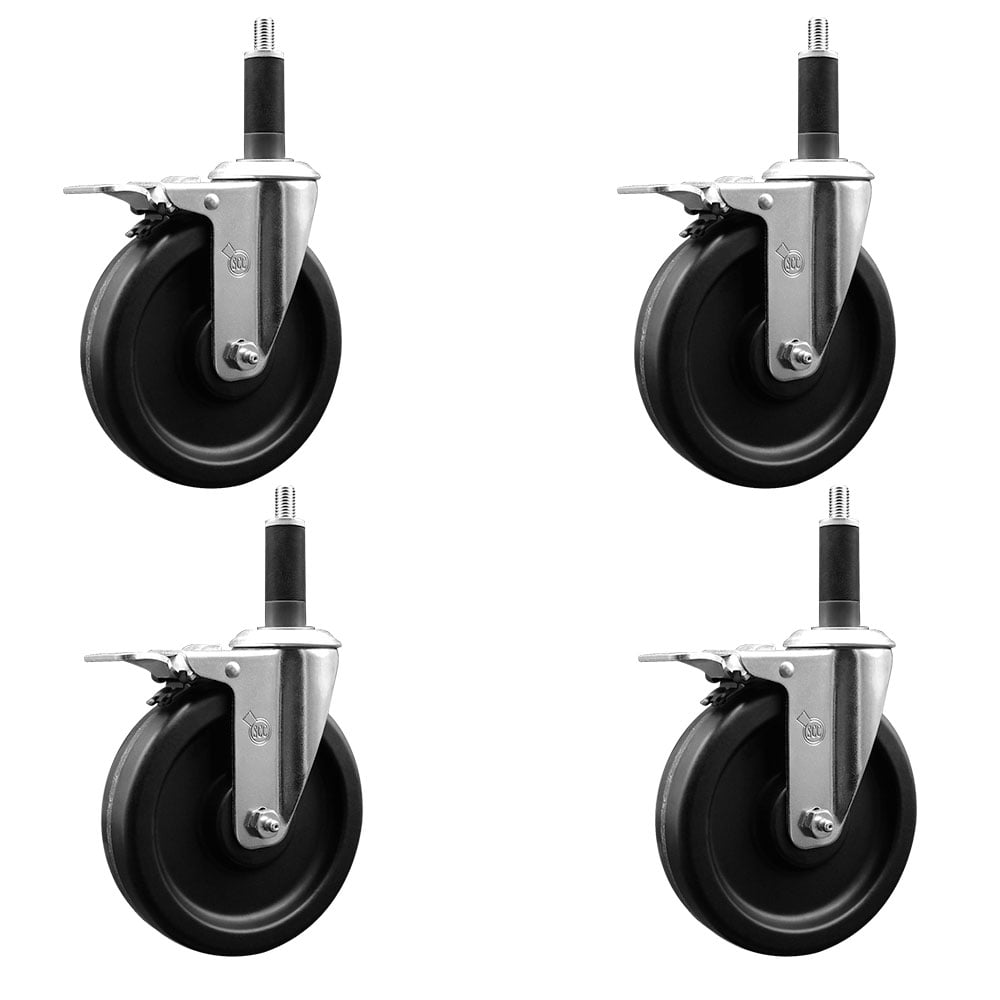 SCC-EXTTL20S615-PHR-1-4 Phenolic Swivel Expanding Stem Caster with Roller Bearings 6 x 1.5 in. Black Wheels & 1 in. Stems - Set of 4