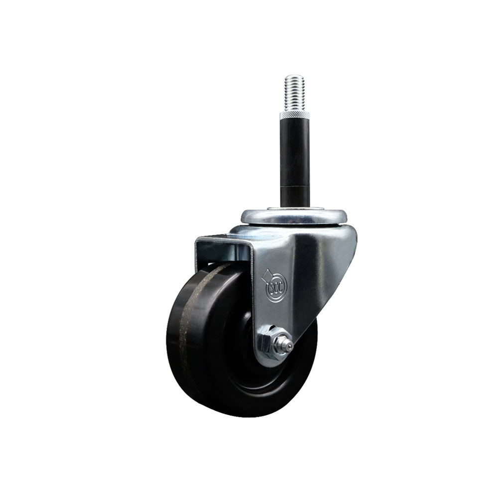 SCC-EX20S314-PHR-34 Phenolic Swivel Expanding Stem Caster with Roller Bearing 3 x 1.25 in. Black Wheel & 0.75 in. Stem