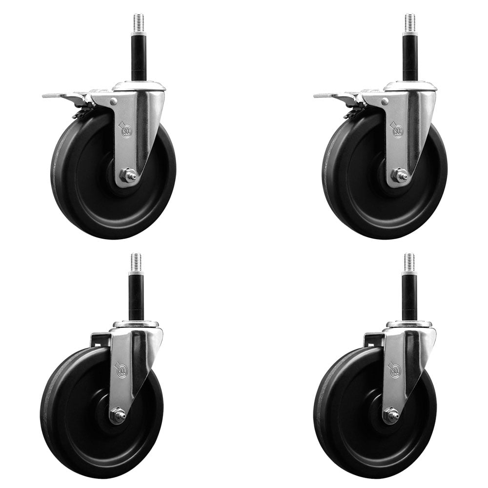 SCC-EXTTL20S615-PHR-2-S-2-34 Phenolic Swivel Expanding Stem Caster with Roller Bearings 6 x 1.5 in. Black Wheels & 0.75 in. Stems - Set of 4
