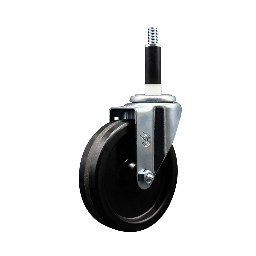 SCC-EX20S514-PHR-78 Phenolic Swivel Expanding Stem Caster with Roller Bearing 5 x 1.25 in. Black Wheel & 0.87 in. Stem