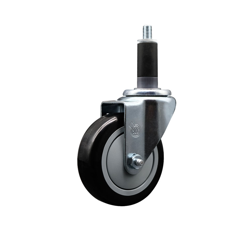 SCC-EX20S414-PPUB-BLK-118 Polyurethane Expanding Stem Swivel Caster with 4 in. Black Wheel & 1.13 in. Stem
