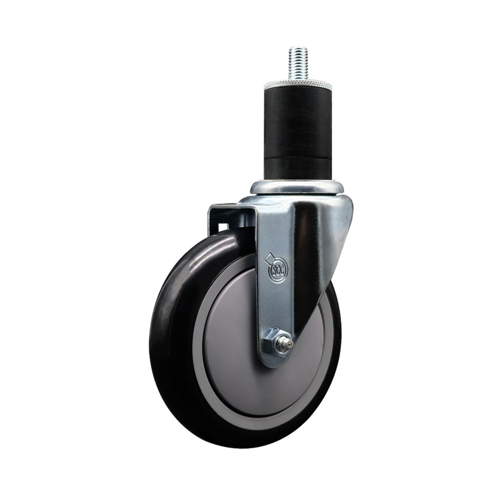 SCC-EX20S514-PPUB-BLK-134 Polyurethane Expanding Stem Swivel Caster with 5 in. Black Wheel & 1.75 in. Stem