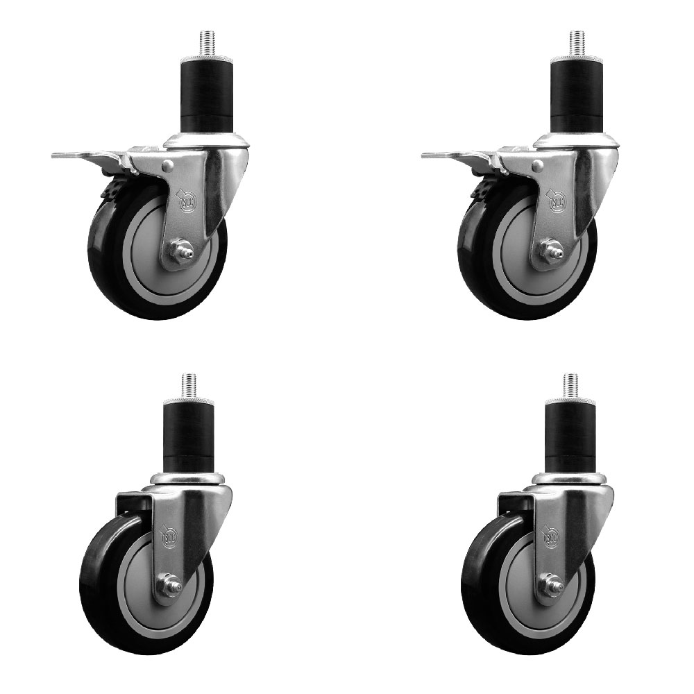 SCC-EXTTL20S414-PPUB-BLK-2-S-2-134 Polyurethane Swivel Expanding Stem Caster with 4 in. Black Wheels & 1.75 in. Stems - Set of 4