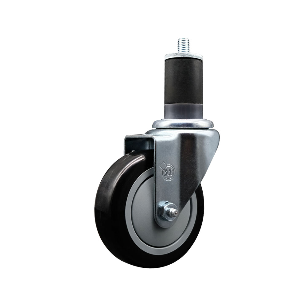 SCC-EX20S414-PPUB-BLK-158 Polyurethane Expanding Stem Swivel Caster with 4 in. Black Wheel & 1.63 in. Stem