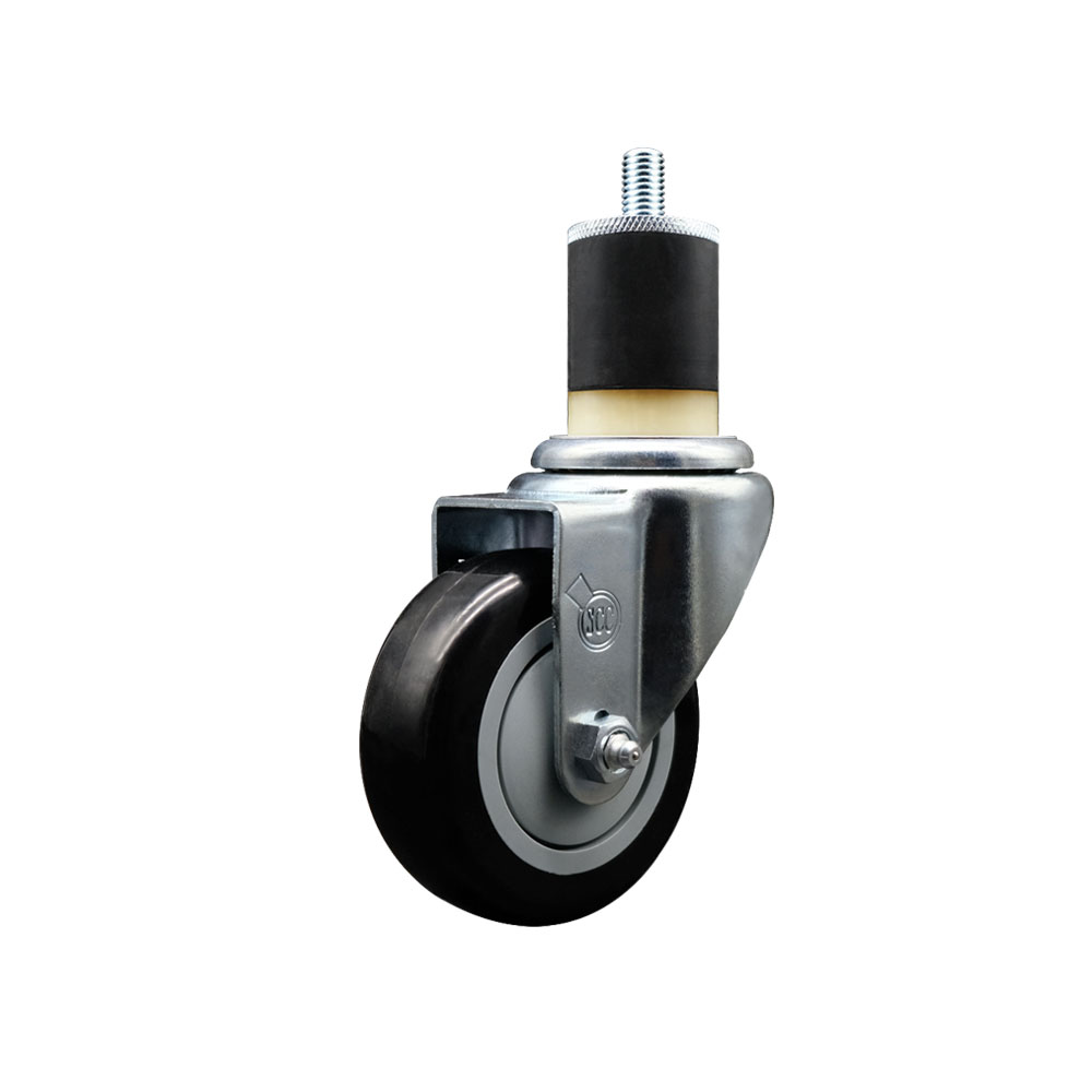 SCC-EX20S3514-PPUB-BLK-178 Polyurethane Expanding Stem Swivel Caster with 3.5 in. Black Wheel & 1.87 in. Stem