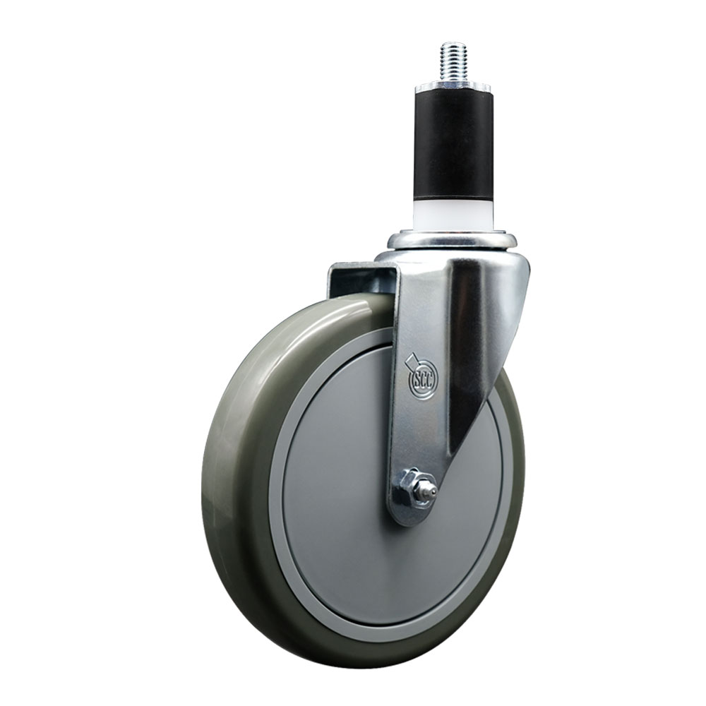 SCC-EX20S614-PPUB-112 Polyurethane Expanding Stem Swivel Caster with 6 in. Gray Wheel & 1.5 in. Stem