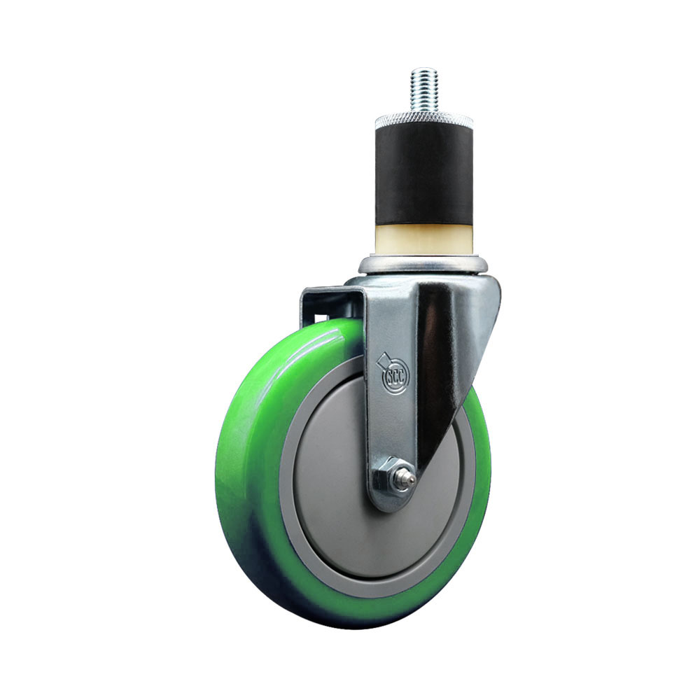 SCC-EX20S514-PPUB-GRN-178 Polyurethane Expanding Stem Swivel Caster with 5 in. Green Wheel & 1.87 in. Stem